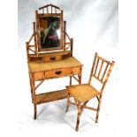 A late Victorian bamboo dressing table and chair (2)