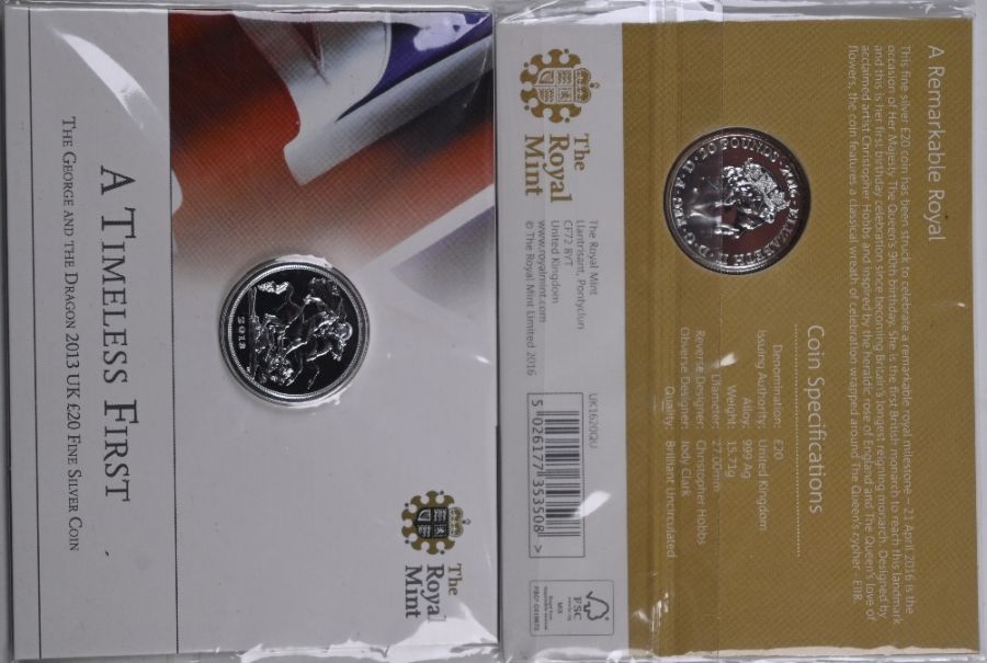 Seventeen Royal Mint fine silver £20 coins - Image 3 of 3