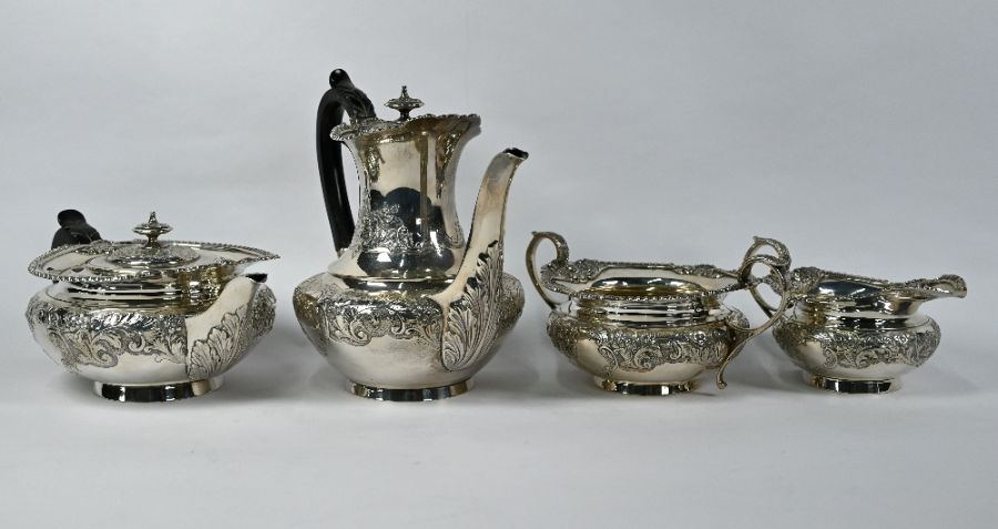 Victorian silver four-piece tea/coffee set in the Regency manner - Image 3 of 5