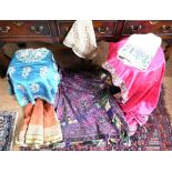 A collection of vintage Indian sari silks and panels