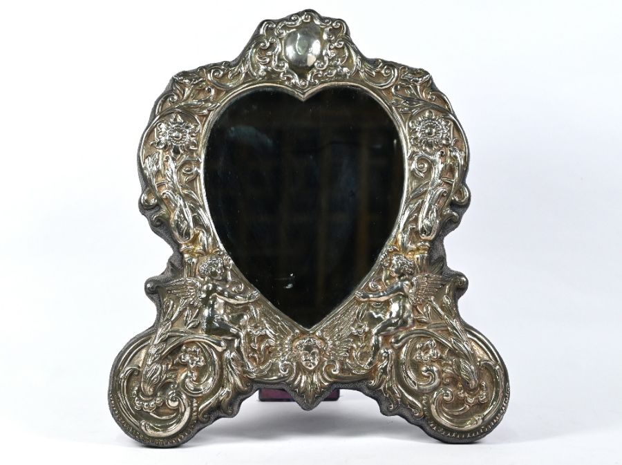 Large silver-faced easel mirror - Image 2 of 4