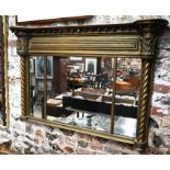 A Victorian giltwood framed tri-plate over-mantel mirror