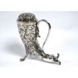 Victorian silver 'Horn' sugar caster