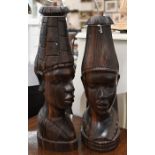Two African tribal carved hardwood busts