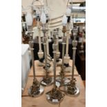 Five chrome slim column table lamps