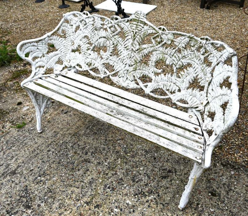 Victorian heavy cast iron fern design pattern bench in the Coalbrookdale manner - Image 5 of 8