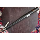 A William IV painted wood truncheon, to/w a Metropolitan whistle (2)