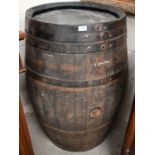 A large vintage coopered oak barrel