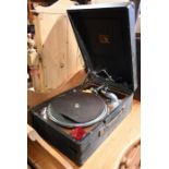 Cased portable HMV record player