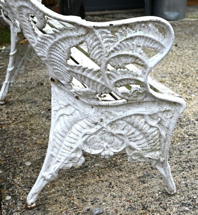 Victorian heavy cast iron fern design pattern bench in the Coalbrookdale manner - Image 8 of 8