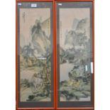 Two Chinese mountainous landscape prints