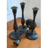 A set of four hand decorated Indian table lamps