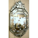 An old Venetian floral arched glass mirror