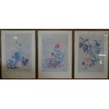 A trio of botanical study prints