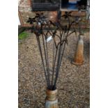 A cluster of ten double flower head garden stakes