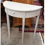 White painted demi-lune side table