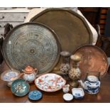 Chinese enamel bowl and saucer to/w a quantity of ceramics