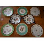 Four pairs of 19th century china plates with floral decoration