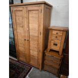 A modern oak two two door wardrobe