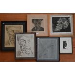 Mary Riley - Six drypoint portraiture etchings