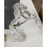 A boxed Waterford lead crystal figure of a 'Rearing Horse' 23 cm high