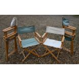 Four folding beech framed directors chairs