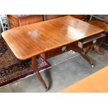 A Victorian satinwood cross-banded drop leaf sofa table
