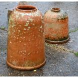 Two weathered antique terracotta rhubarb forcers (2)