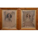 Pair of Victorian pencil portraits