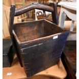 Antique hardwood and metal mounted Chinese rice bucket