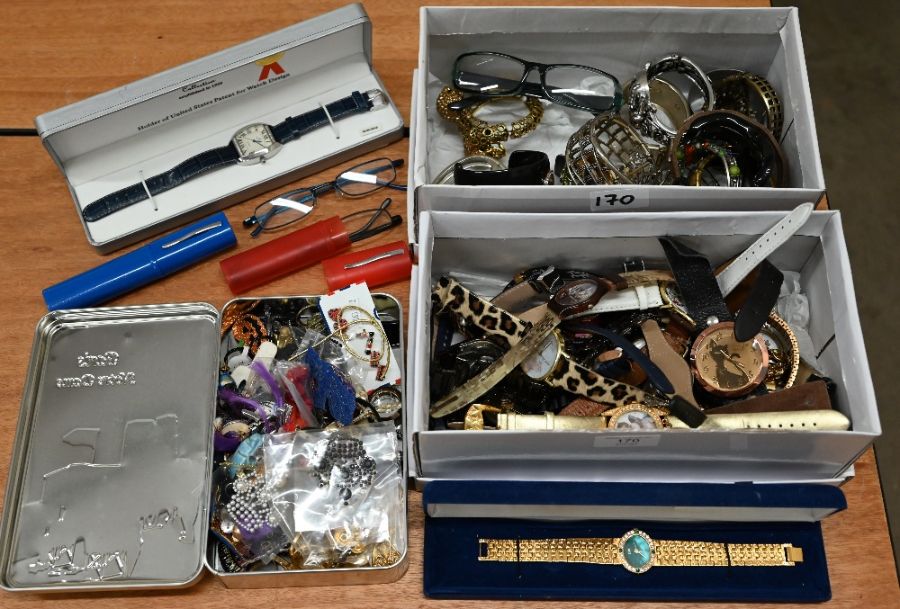 A quantity of modern costume jewellery and wristwatches