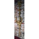 A good pair of antique gilt bronze four branch wall lights