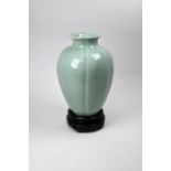 A Chinese celadon vase with Yongzheng six-character mark, 27 cm high