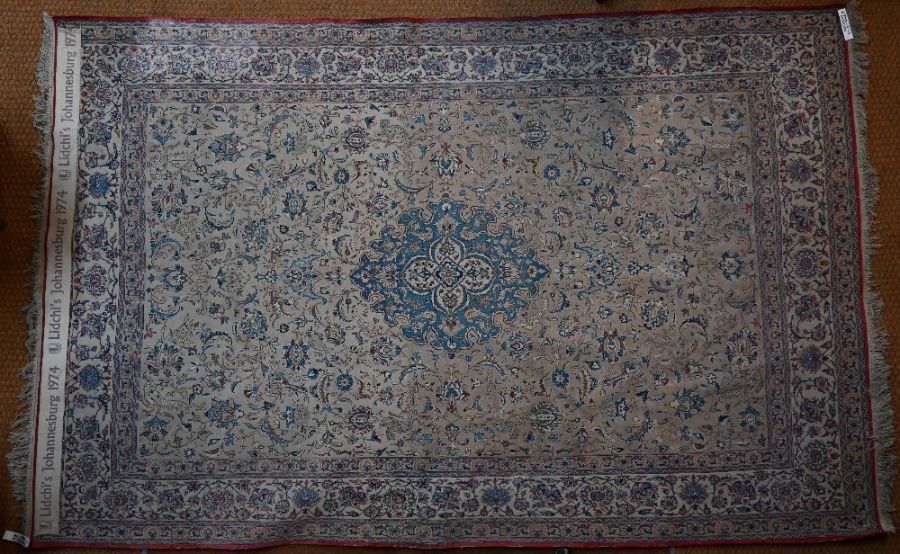 A very fine Persian Kashan carpet, mid 20th century, part silk, retailed by Lidchi's - Image 9 of 10