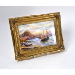 Nigel Creed (Royal Worcester artist) - A gilt-framed china plaque