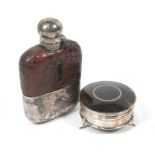 Victorian silver hip-flask and ring-box