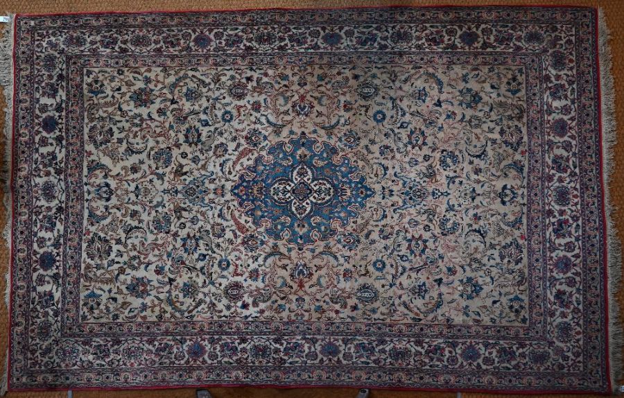 A very fine Persian Kashan carpet, mid 20th century, part silk, retailed by Lidchi's - Image 3 of 10