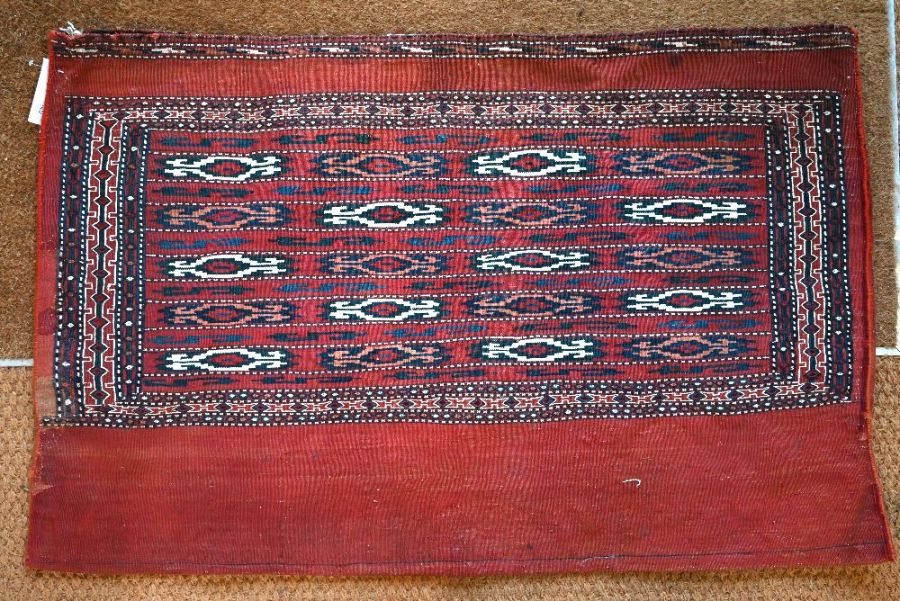 An old Turkoman flat-woven saddlebag 131 cm x 79 cm