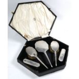 Cased six-piece silver brush set