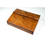 A Victorian brass inlaid burr walnut writing slope