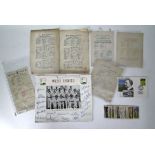 Cricket: five printed silk scorecards, etc.