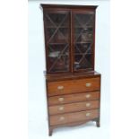 A 19th century mahogany part glazed secretaire bookcase