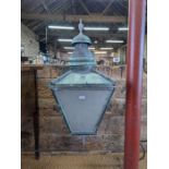Foster & Pullen, Bradford an old copper four glass lantern on wall bracket