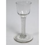 A Georgian cordial glass with tapering bowl