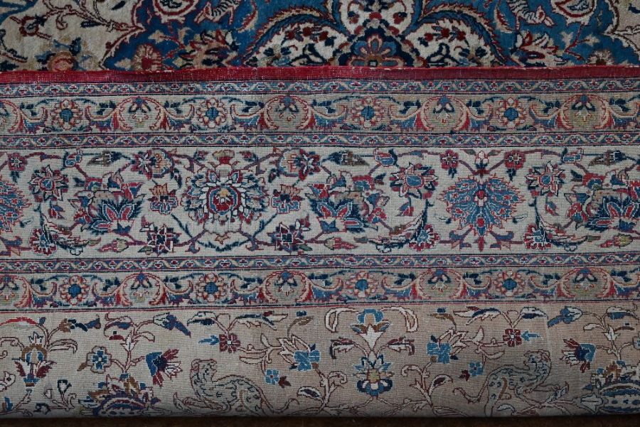 A very fine Persian Kashan carpet, mid 20th century, part silk, retailed by Lidchi's - Image 4 of 10
