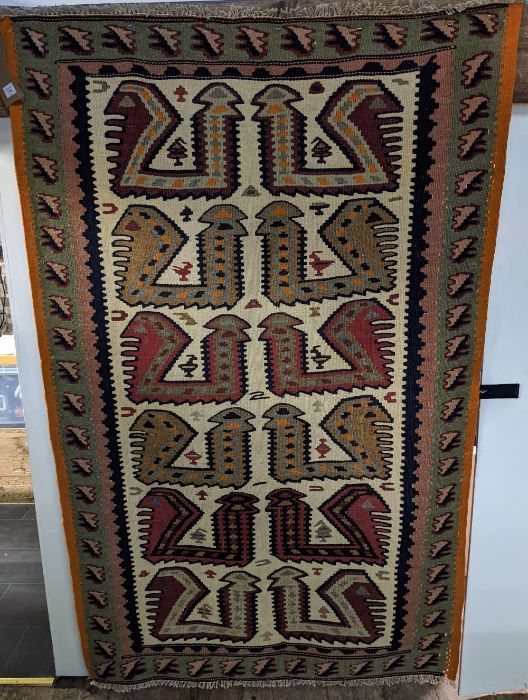 A companion well matched pair of Kurdish kilim rugs, 170 cm x 110 cm (2)