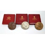 Three cased Royal Commemorative medallions