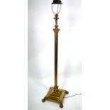 A late 19th century brass telescopic column oil lamp