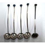 A Set of five Chinese silver spoons