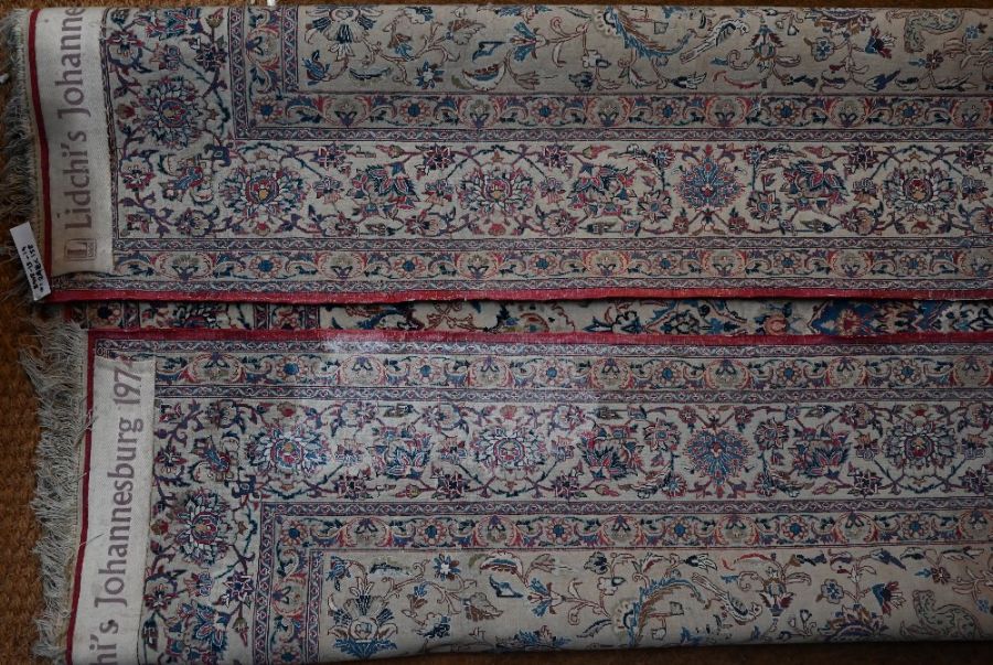 A very fine Persian Kashan carpet, mid 20th century, part silk, retailed by Lidchi's - Image 6 of 10